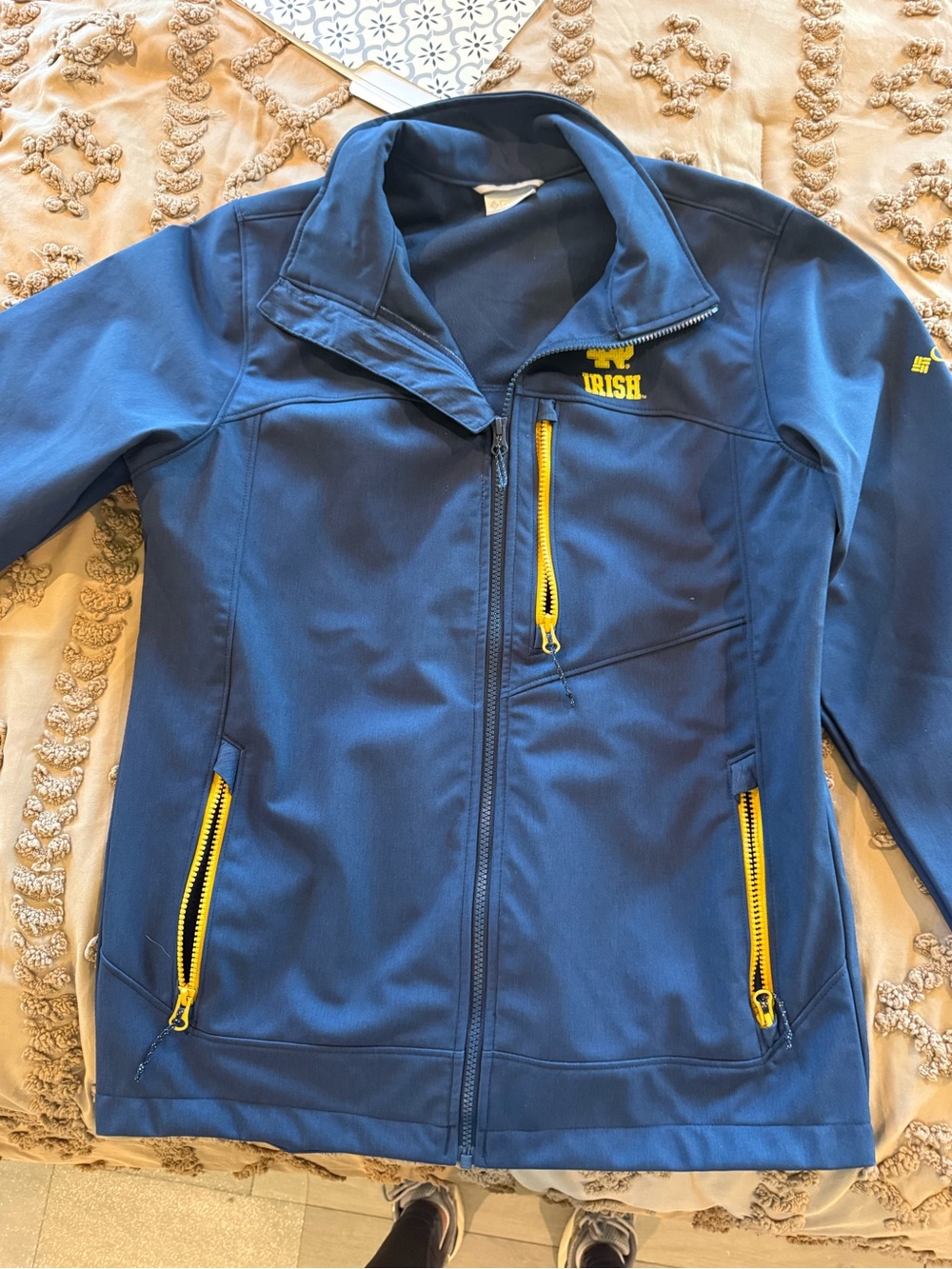 Columbia Kids Navy Softshell Jacket with Yellow Zippers